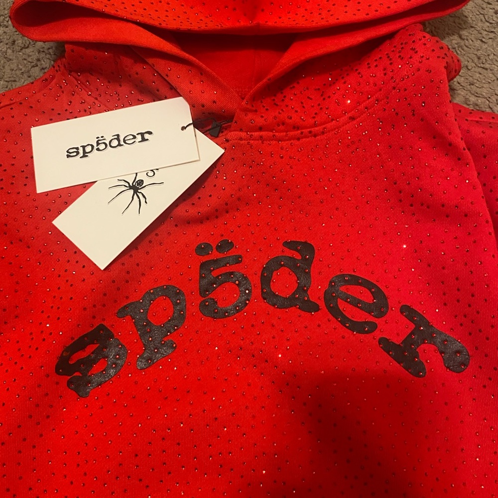 Red vvs rhine stone spyder hoodie